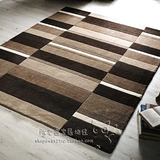 时尚欧式棕色格子宜家地毯客厅茶几沙发卧室手工腈纶满铺地毯定制