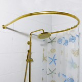 金色钛金U形浴帘杆套装不锈钢浴帘架卫生间打孔淋浴房轨道U型