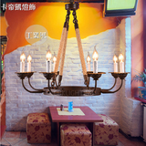 美式乡村复古麻绳铁艺吊灯酒吧咖啡餐厅吧台酒店北欧工业风格吊灯