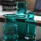 小清新透明玻璃花瓶特大号蓝色手工水晶玻璃插花瓶水培容器冷水壶