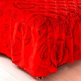 韩版结婚庆大红色加厚夹棉单件床裙床罩冬加棉床单床盖床套四件套