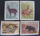阿尔巴尼亚邮票1962年野生动物4全 全品 目录价27.5美元