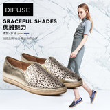 D：Fuse/迪芙斯2016新款牛皮雕花低跟深口舒适休闲乐福鞋女单鞋