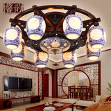 现代新中式吸顶灯圆形led客厅古典大气餐厅卧室陶瓷实木灯具灯饰