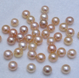 DIY半孔裸珠/散珠 淡水天然珍珠 极品扁圆馒头珠 9-15mm 粉色珍珠