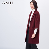Amii女装旗舰店艾米冬新款大码宽松中长落肩袖按扣毛呢外套大衣