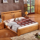 中式实木床橡木床 1.5 1.8米双人床单人床储物纯实木床