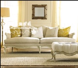 出口外贸三人双人实木沙发床 欧美新古典仿古白色做旧复古现货