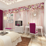 欧式3D立体田园粉色花卉客厅电视背景墙无缝墙纸壁纸卧室大型壁画