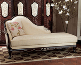欧式实木雕花贵妃椅现代中式布艺沙发椅大户型卧室简约美人榻定制
