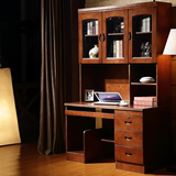 实木电脑桌 简约现代创意实木书柜 多功能卧室台式橡木电脑桌组合
