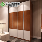 亮彩 现代中式原木色系列板式家具烤漆储物4门衣柜拉门大衣橱HD