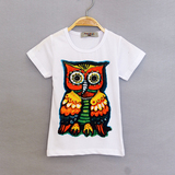 童装新款2016夏装 潮韩版女童猫头鹰时尚短袖T恤