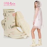 衷情雨L-Rain新款中筒咖啡冰淇淋淡雅韩版橡胶女雨鞋/雨靴/水鞋