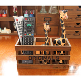 做旧原木Zakka 3格/2格镂空笔筒 遥控器/杂物收纳盒 家居装饰