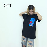 OTT Studio2016夏季新品青少年t恤漫威美国队长印花情侣装打底衫