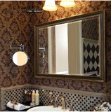 奢华浴室镜复古做旧美式乡村浴室镜壁挂卫生间高档欧式镜子