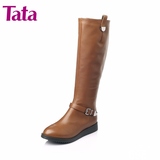 Tata/他她女鞋冬季专柜同款时尚休闲真皮长筒方跟女靴2N982DG5