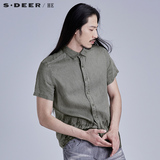 S.Deer/He【惠】圣迪奥专柜正品男装休闲民族短袖衬衫H14270443