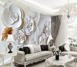 描边玉浮雕大型壁画客厅现代时尚3D立体无缝丝绸壁纸高清层次浮雕