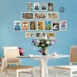 墙画壁纸 创意经典复古个性邮票贴画 客厅书房办公室餐厅装饰墙贴