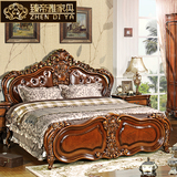 美式复古雕花实木双人床 欧式卧室1.8米婚床 法式软靠公主床