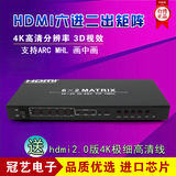 HDMI2.0矩阵 6进2出 分配切换器 支持4K*2K  MHL ARC回传 画中画