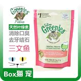 5件包邮美国Greenies绿的猫用洁齿骨/洁牙除口臭零食 三文鱼味71g