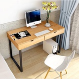 简约现代铁艺实木梳妆台式电脑桌 家用办公书桌简易清新办公家具