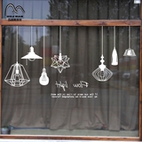 窗墙壁装饰包邮时尚创意吊灯墙贴纸 咖啡奶茶商场店铺玻璃橱窗门