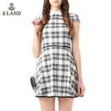 商场代购ELAND衣恋15年新品女格子短袖连衣裙EEOW5B651P专柜正品