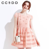 CCDD2015夏装专柜正品女款雪纺甜美连衣裙 高腰显瘦蓬蓬公主裙