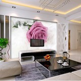 电视背景墙壁纸大型壁画婚房沙发客厅3D立体玫瑰浪漫影视墙