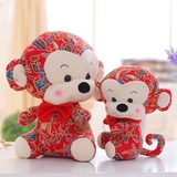 中国风布艺猴公仔猴年吉祥物花布猴娃娃玩偶猴子毛绒玩具活动礼品
