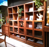 慕森家具 东南亚风格 水曲柳全实木组合书柜 两门 三门书架