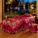 高档美容床罩四件套全棉红色美体按摩熏蒸床通用床罩批发定做特价