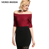 Vero Moda2016秋季新品一字领五分袖珠光弹力针织衫|316324001
