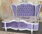欧式床双人床布艺实木床雕花婚紫白色新古典卧室2米绒布1.8公主床