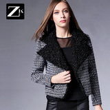 ZK2016冬装新款毛呢外套女短款欧美修身长袖西装领呢子大衣女装潮