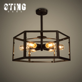 LOFT美式复古工业风灯饰北欧宜家几何时尚餐厅房间吸顶灯6头灯泡