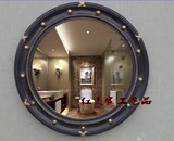 欧式浴室镜美式镜化妆镜中式圆镜复古黑色梳妆镜卫生间镜装饰镜子