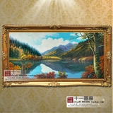 手绘风景油画欧式现代客厅沙发墙办公室风水装饰画山水靠山画山景
