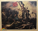 《自由引导人民》法国浪漫主义油画  牛皮纸装饰挂画大款51x42cm
