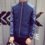 2015秋季男士青年韩版修身立领休闲薄款夹克男式大码学生涤纶外套