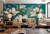 欧式复古花朵背景墙墙纸壁画 客厅卧室印花油画抽象背景墙壁纸