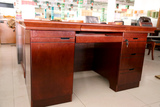 办公家具高档1.4米办公桌简约现代老板桌大班台木皮红胡桃电脑桌