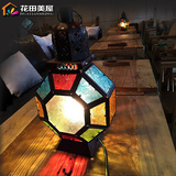 漫咖啡厅装饰台灯 地中海摩洛哥创意复古台灯 酒吧吧台彩色玻璃灯