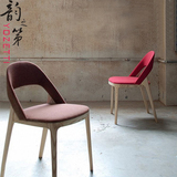 北欧休闲实木椅会所餐椅日式时尚简约宜家咖啡椅设计师布艺椅包邮
