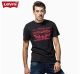 Levi's李维斯夏男士Logo印花黑色圆领短袖T恤17783-0202