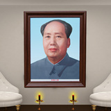 毛主席有框装饰画像 红实木客厅大堂装饰画 毛泽东有框中堂壁挂画
